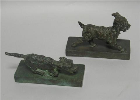 Appraisal: EDITH BARRETTO STEVENS PARSONS AMERICAN - TERRIERS RUNNING BOOKENDS Bronze