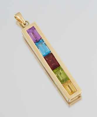 Appraisal: A Ladies' Colored Gemstone Pendant k yellow gold pendant of