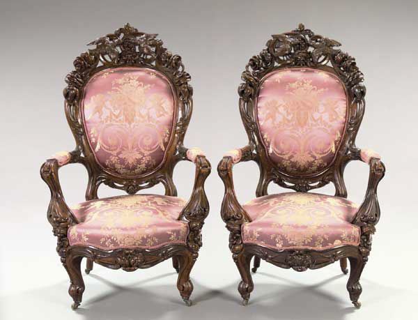 Appraisal: Fine and Exceedingly Rare Pair of American Rococo Revival Solid