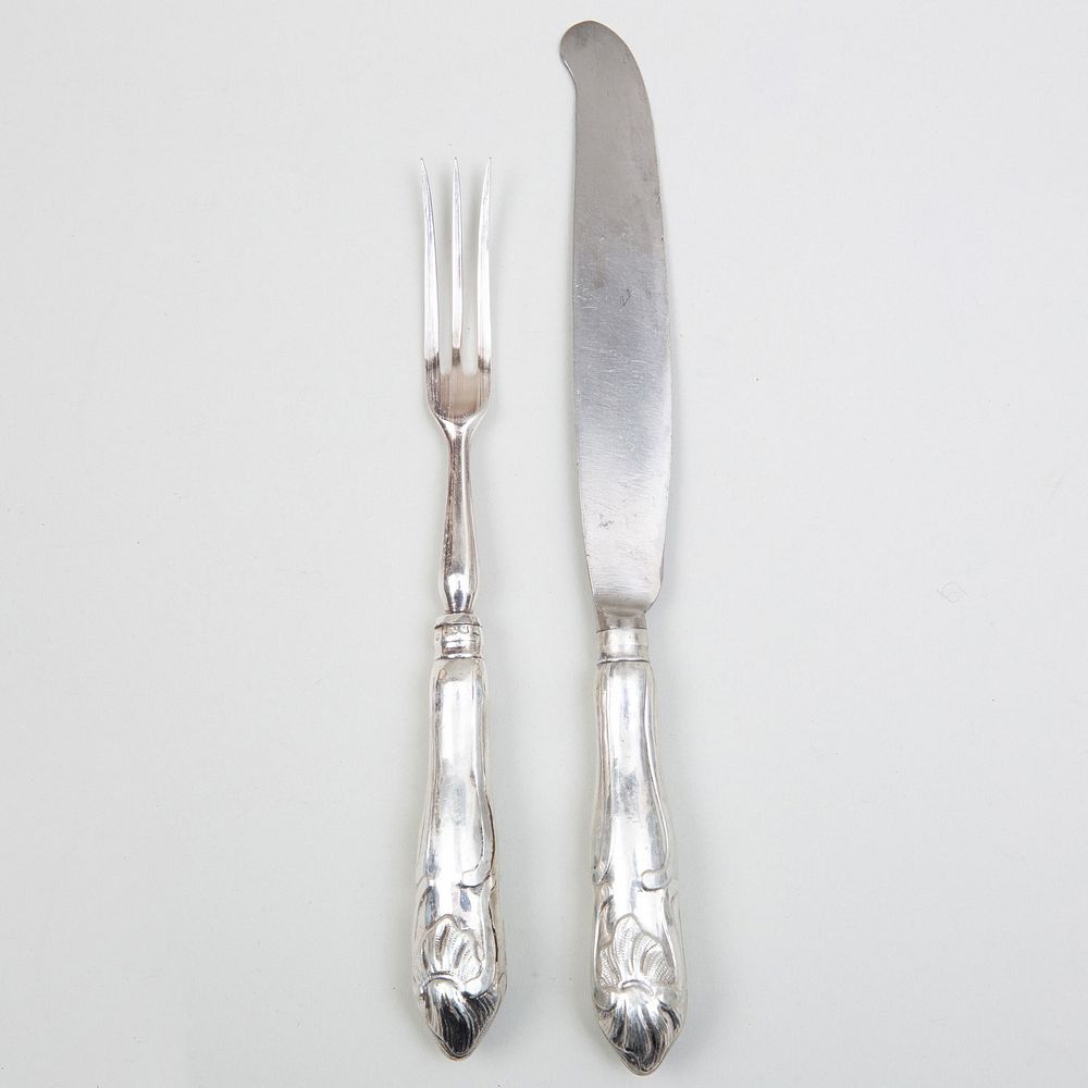 Appraisal: Set of Twelve Swedish Silver Knives and Forks Marked '