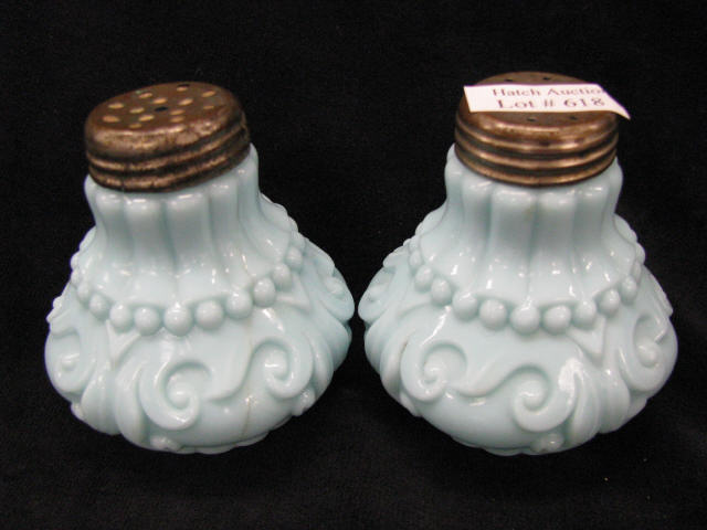 Appraisal: Consolidated Art Glass Salt Pepper Rib and Scroll - blue