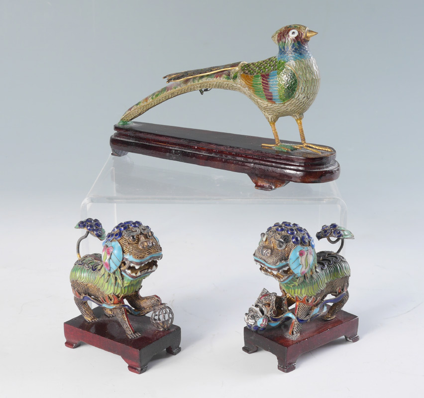 Appraisal: PIECE CHINESE CLOISONNE PLIQUE-A-JOUR FIGURES piece total to include Plique-a-jour