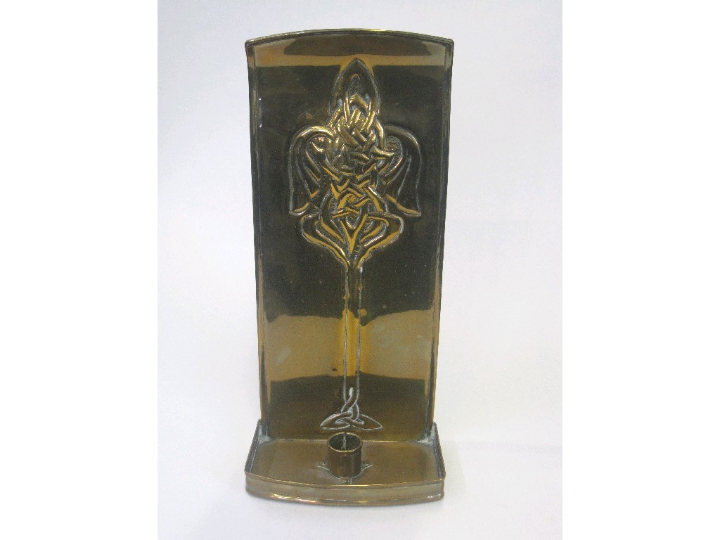 Appraisal: Brass wall candle sconce with Celtic style decoration