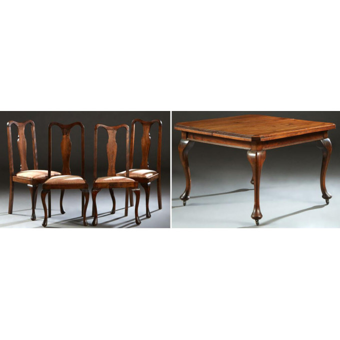 Appraisal: English Five Piece Carved Mahogany Queen Anne Style Dining Suite