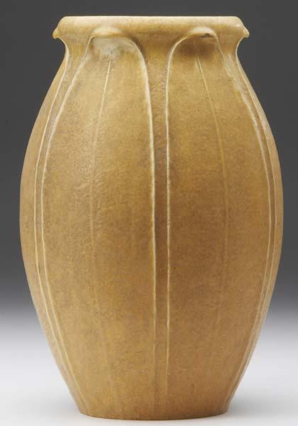 Appraisal: GRUEBY Ovoid vase by Ruth Erickson with full-height leaves applied