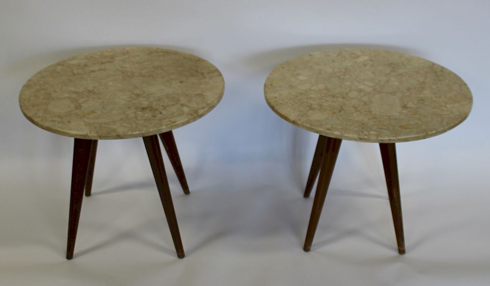 Appraisal: MIDCENTURY Near pair Of Marbletop Tables From an upper eastside