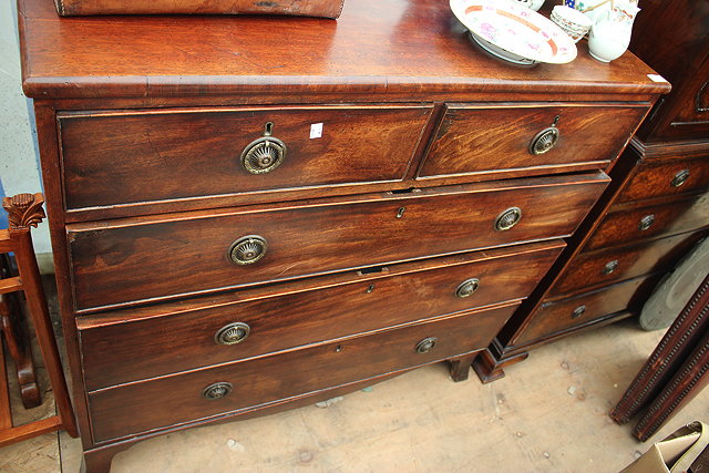 Appraisal: A LATE GEORGIAN MAHOGANY CHEST OF TWO SHORT AND THREE