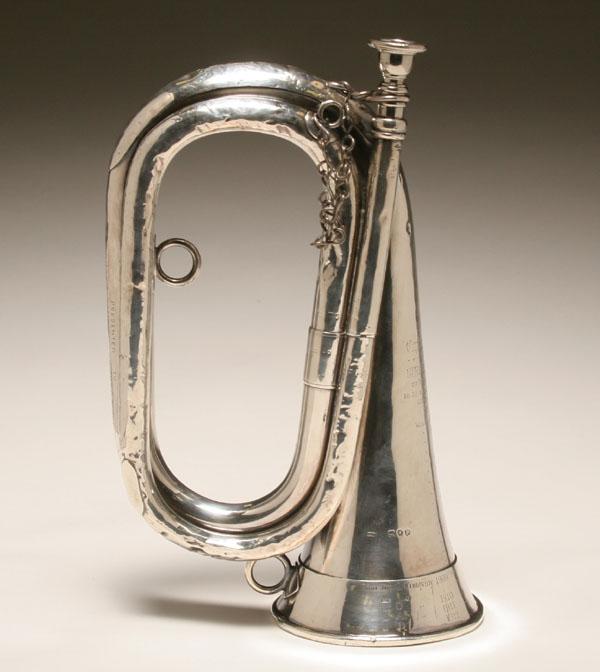 Appraisal: British military sterling regimental bugle presented to the st Royal