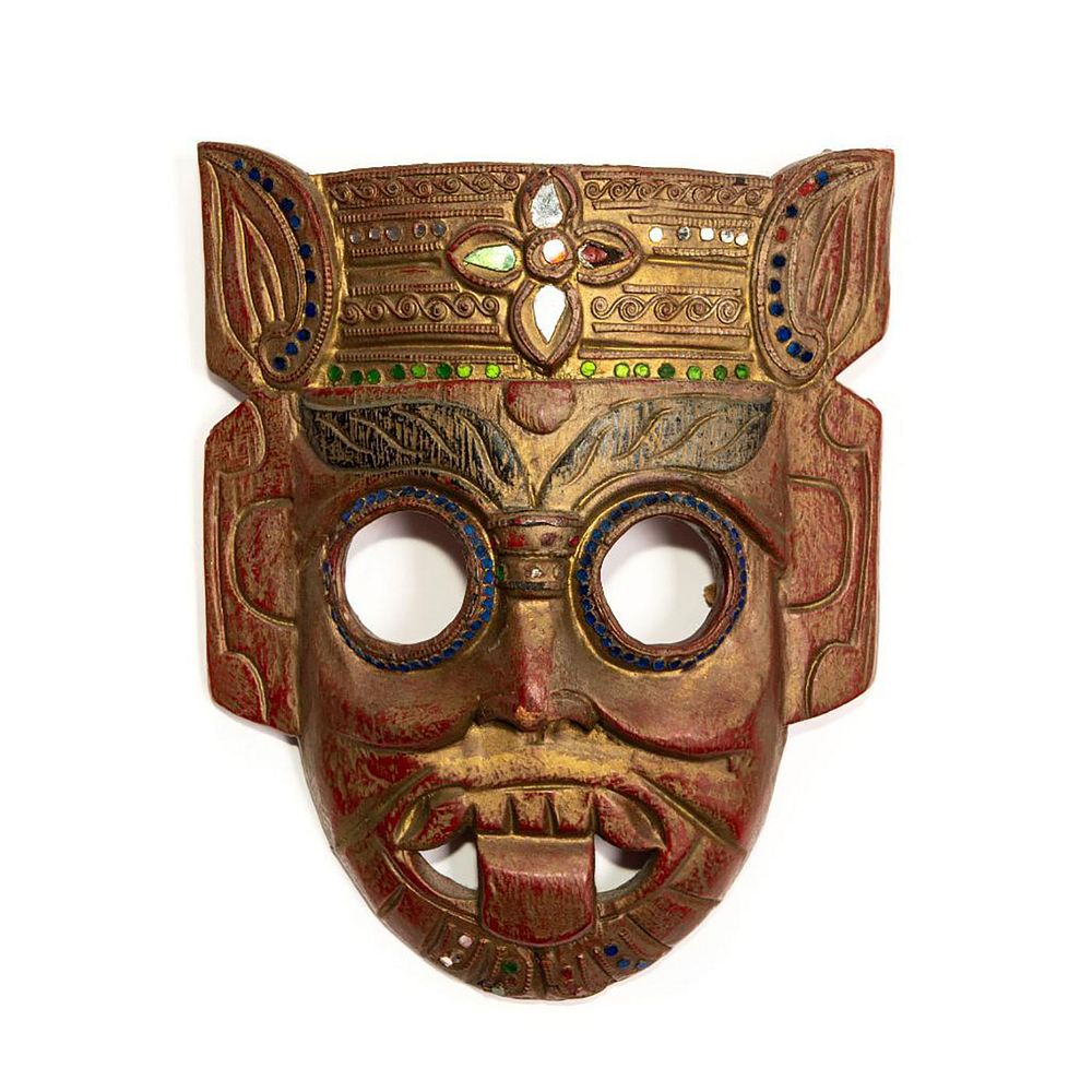 Appraisal: BALINESE ALLEGORICAL RAKSHASA BHOMA TRIBAL WALL MASK Hand made decorated