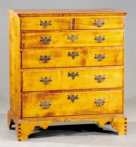 Appraisal: Federal maple chest of drawers th century case with exposed