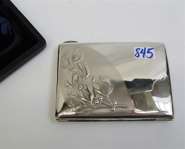 Appraisal: ENGLISH STERLING SILVER CARD CASE decorated with raised branch of