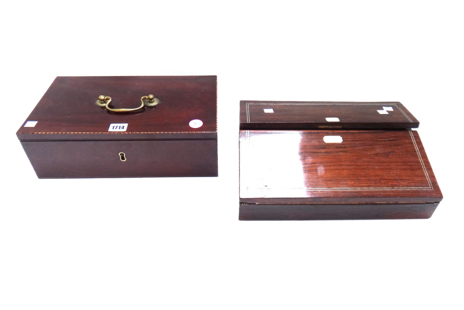 Appraisal: A th century rectangular mahogany box with lift out tray