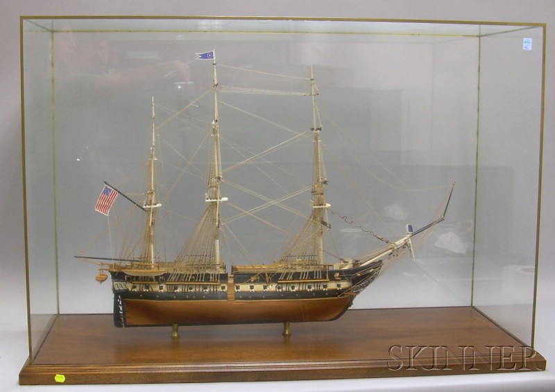 Appraisal: Painted Wooden Ship Model U S S Constitution in a