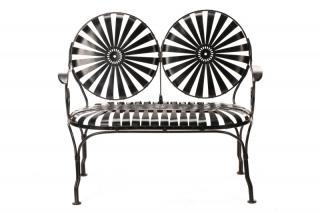 Appraisal: French s Sunburst Garden Bench Francois Carre Attributed to Francois