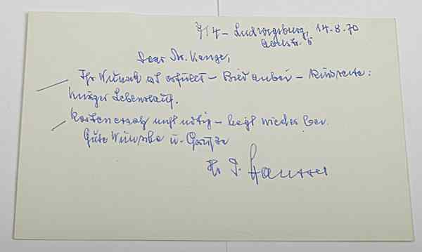 Appraisal: Paul Hausser ANS Note dated Aug in German Paul Papa