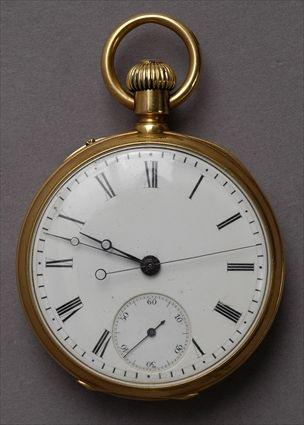 Appraisal: KARAT GOLD OPEN FACE POCKET WATCH The enamel face with