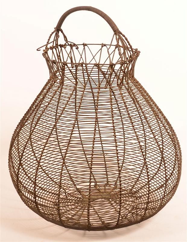 Appraisal: th Century Wire Field Basket th Century Wire Field Basket