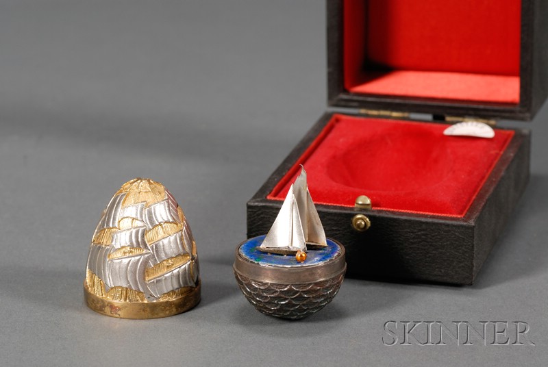 Appraisal: Silver and Parcel-gilt Egg by Stuart A Devlin London the