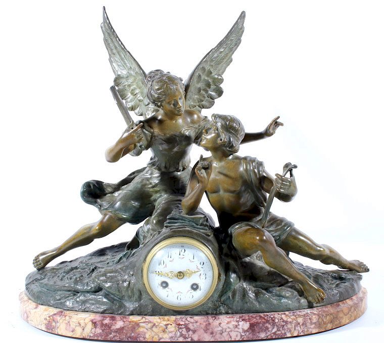 Appraisal: Geo Maxim Bronze and Porcelain Mantle Clock Featured in this