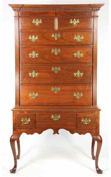 Appraisal: Pug Moore Transitional Style Highboymahogany with pine secondary the upper