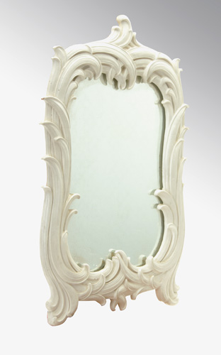 Appraisal: STYLE OF SERGE ROCHE Carved wood and gesso wall-hanging mirror