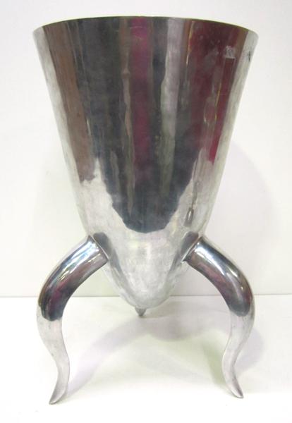 Appraisal: A SILVER STYLE WINE COOLER ON TRIPOD BASE A SILVER