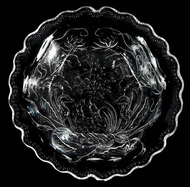 Appraisal: Sinclaire Intaglio Fish Soup Bowl rare Rock Crystal Fish pattern