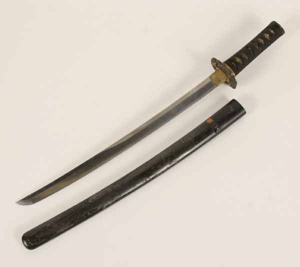 Appraisal: Wakizashi Japanese Samurai companion short sword cloth and shagreen wrapped