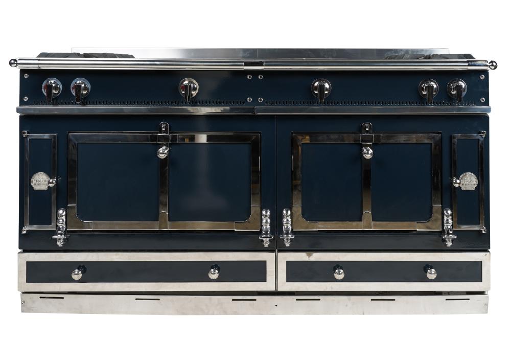 Appraisal: LA CORNUE LE CHATEAU RANGEnavy blue finish chrome and stainless