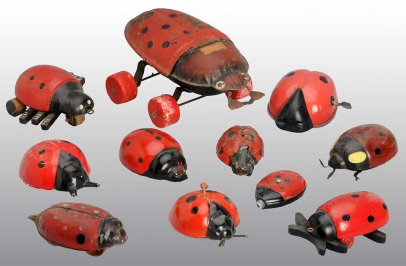 Appraisal: Lot of Lady Bug Toys Description American and German Tin