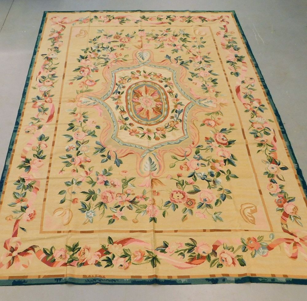 Appraisal: French Aubbuson Botanical Room Size Rug France th Century Central