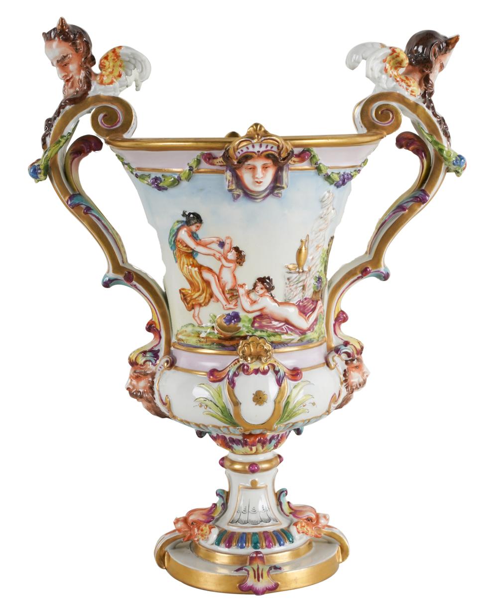 Appraisal: CAPO DI MONTE PORCELAIN URNmarked to underside Provenance The Estate