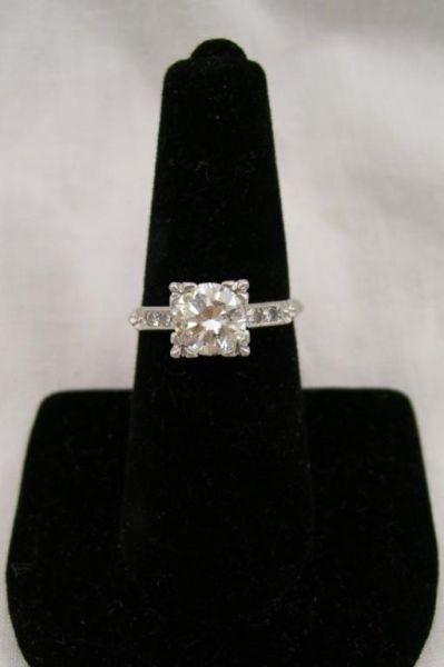 Appraisal: Platinum Diamond Ring Four single cut diamonds Slightly European cut