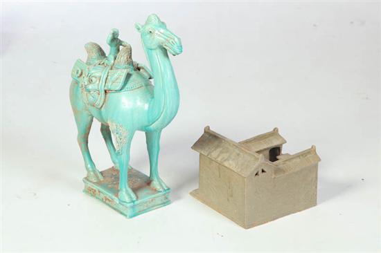 Appraisal: TWO CERAMIC PIECES Asian th century pottery Camel with rider