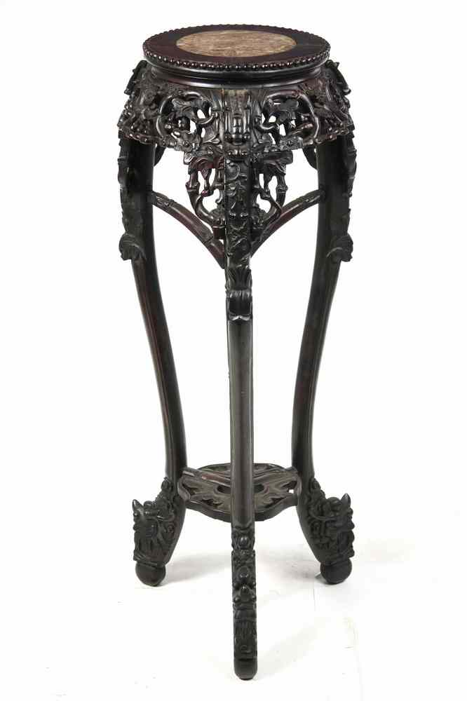 Appraisal: FERN STAND - Second half th c elaborately carved Chinese