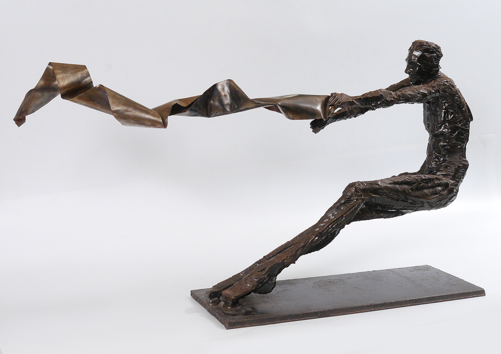 Appraisal: MASSIVE ABSTRACT FIGURAL HAND CUT STEEL SCULPTURE Probably purchased at