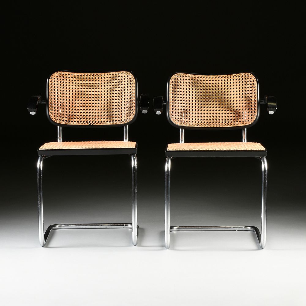 Appraisal: A PAIR OF CESCA ARMCHAIRS DESIGNED BY MICHAEL BREUER KNOLL