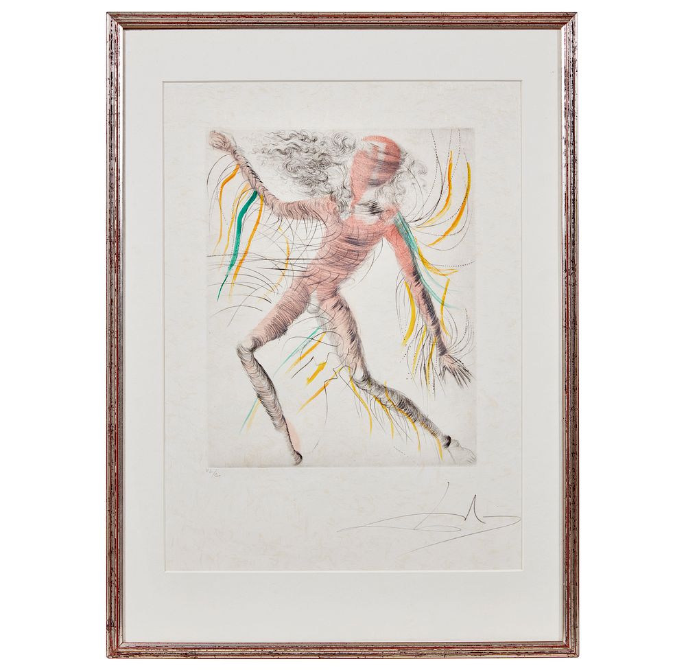 Appraisal: Salvador Dali - Etching Le Cosmonaut Les Hippies Framed Salvador