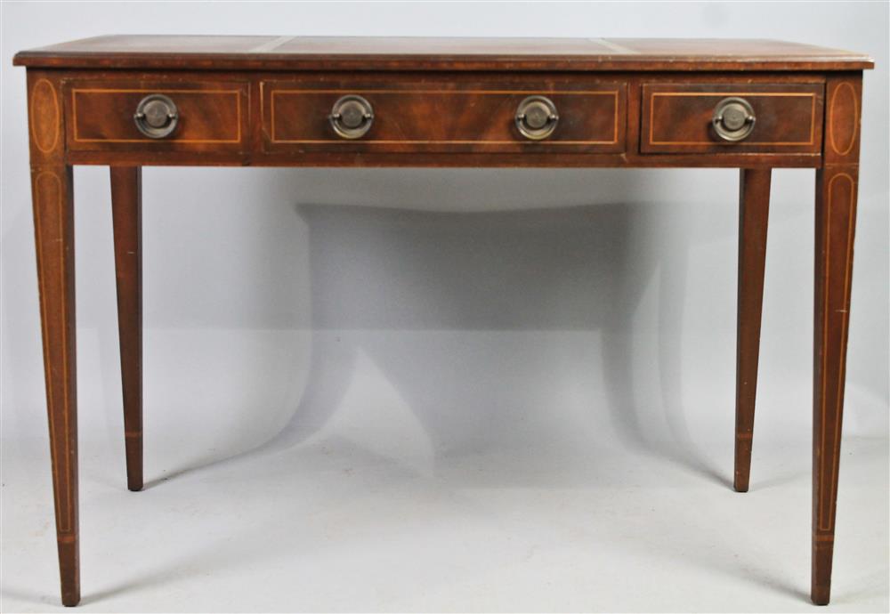 Appraisal: FEDERAL STYLE INLAID WRITING DESK WITH LEATHER TOP having a