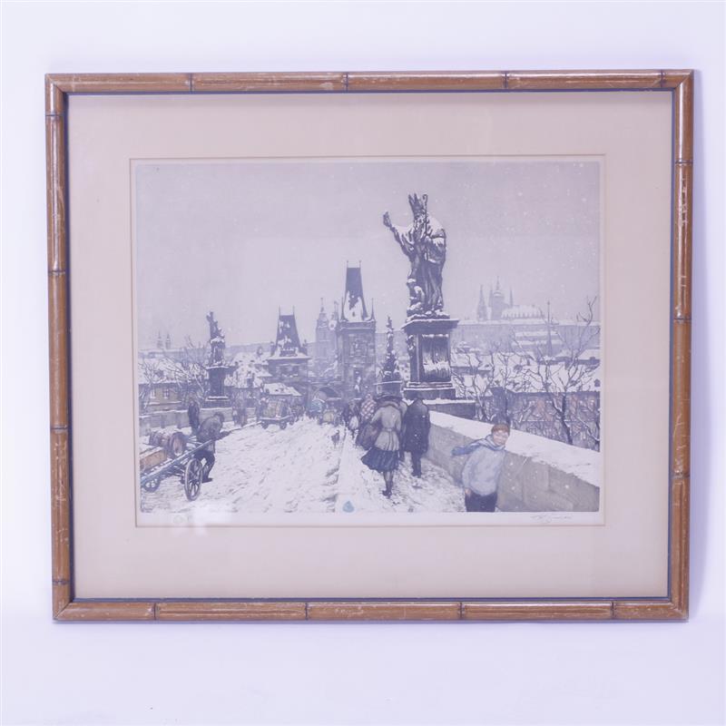 Appraisal: T F SimonCzech Republic - Charles Bridge PragueColor EtchingPencil signed