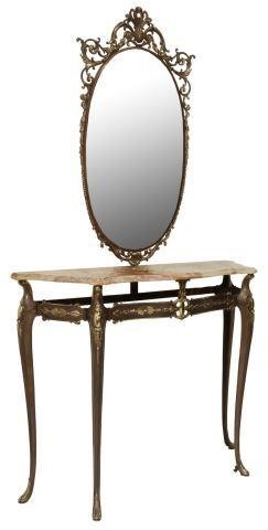 Appraisal: Italian gilt metal console and mirror mid th c including