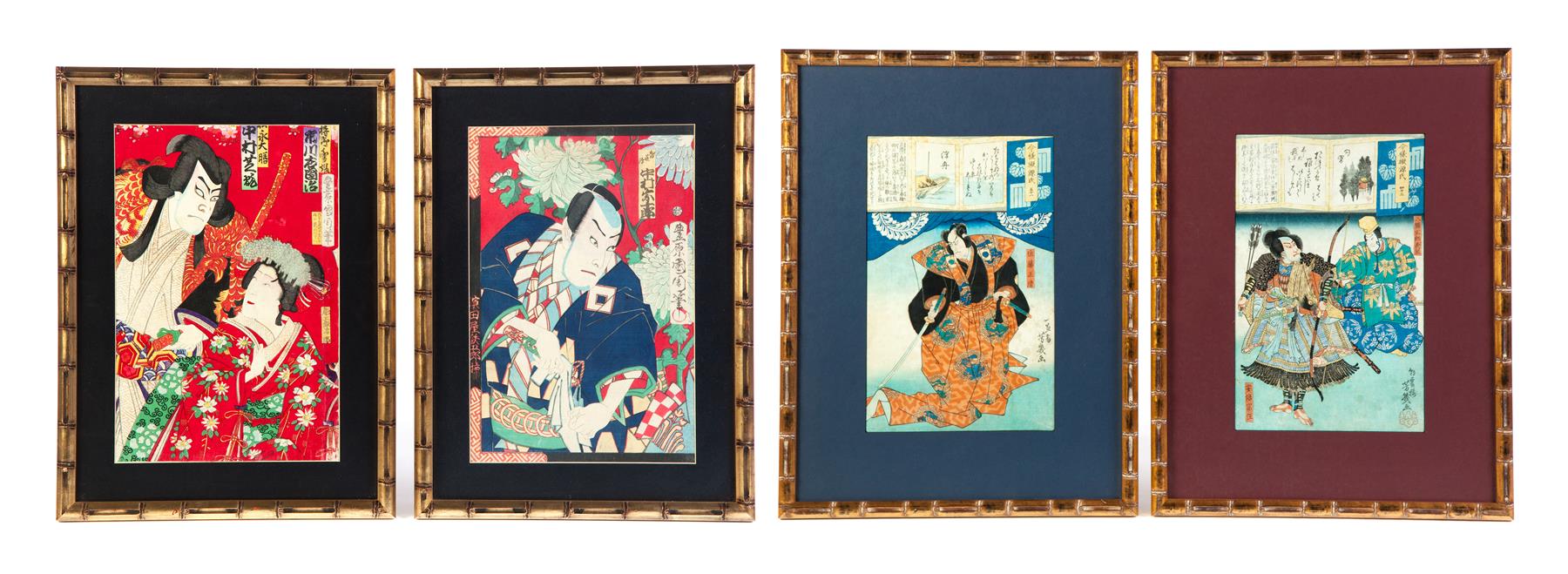 Appraisal: FOUR JAPANESE WOODBLOCK PRINTS Late th-early th century Two are