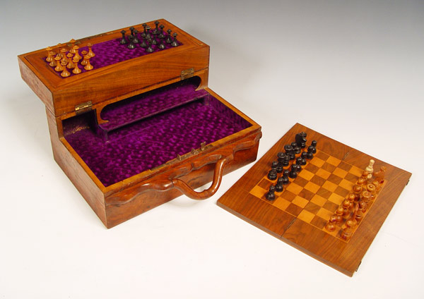 Appraisal: BURLWOOD CHESS BACKGAMMON GAME BOX Turn of the century with