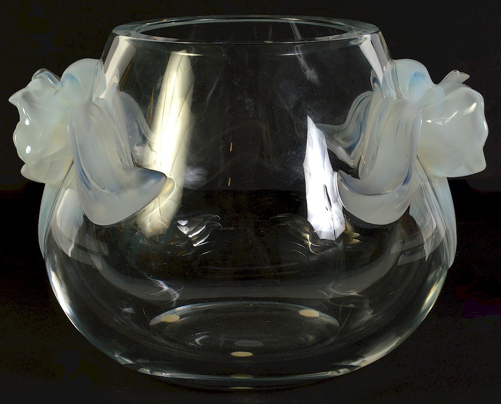 Appraisal: Lalique Orchidee Crystal Vase Lalique crystal vase signed on base