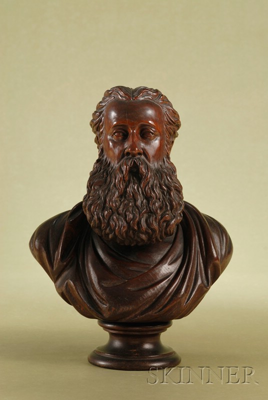 Appraisal: Continental Carved Walnut Bust of a Bearded Gentleman late th