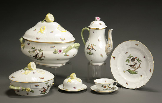 Appraisal: Herend 'Rothschild Bird' Dinner Service Post Consisting of Coffeecups and