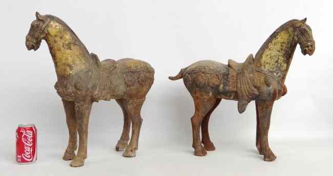 Appraisal: Pair Asian metal and composition horses '' Length '' Ht