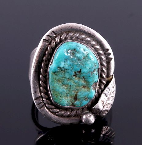 Appraisal: Navajo Sterling Silver Turquoise Nugget Ring This is a signed