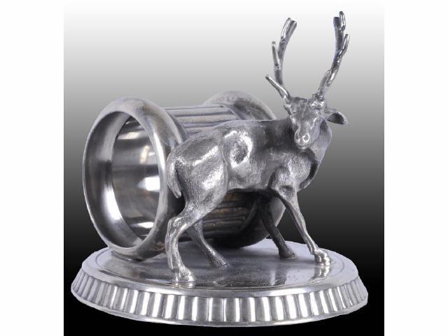 Appraisal: Stag Looking Backwards Figural Napkin Ring Description Round base with