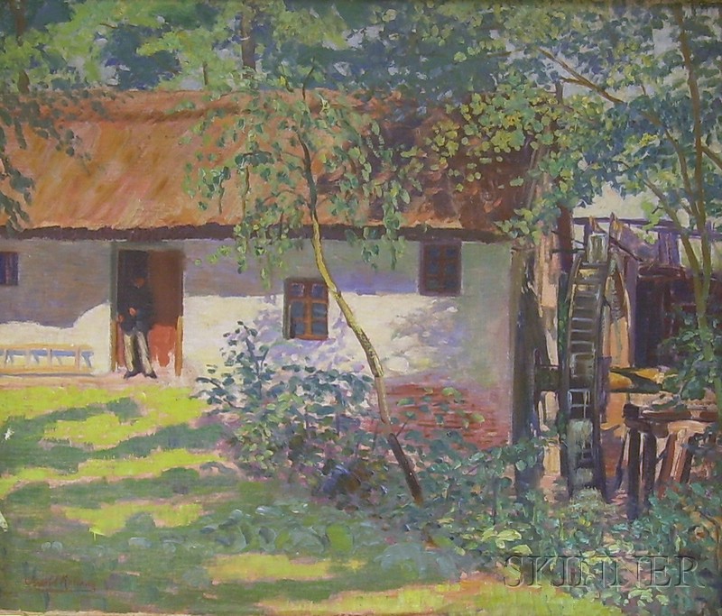 Appraisal: Framed Oil on Canvas Landscape with a House by Kalman